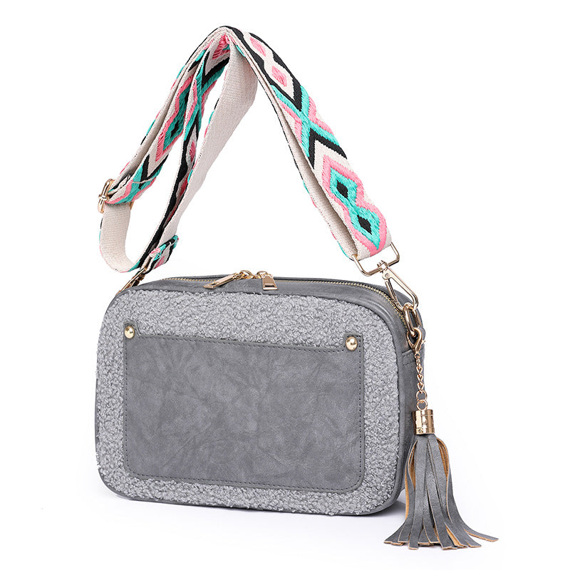 Wholesale Plush Material PU Messenger Small Square Bag
